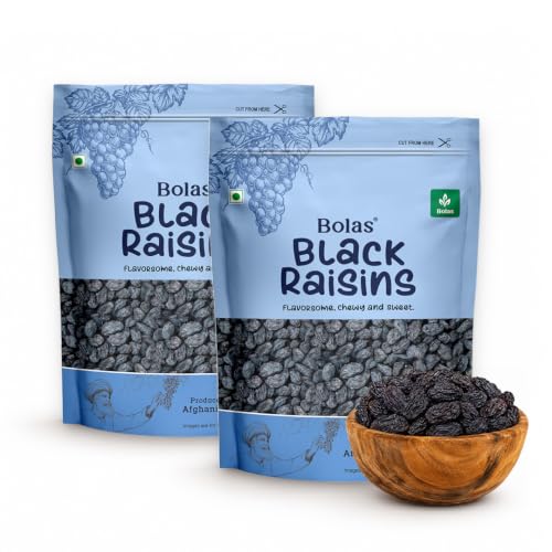 Image of Bolas Black Raisins 500g (250g x 2) | Kali Kishmish /Kali Draksh | Seedless | Source of Potassium & Dietary Fibre | Flavourful & Delicious | Dry Fruits