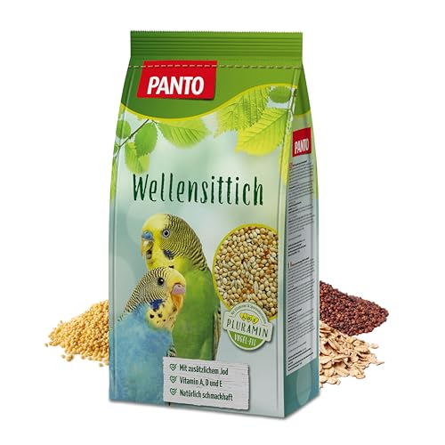 PANTO Wellensittichfutter mit Pluramin - artgerechte Saatenmischung für Wellensittiche Vogelfutter mit natürlichem Jod 4x2 5 kg