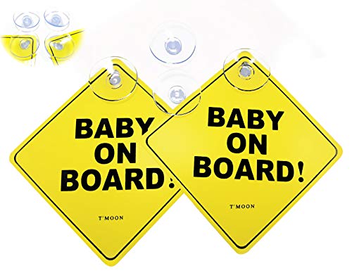 Image of Kapel Baby on Board Sign with 4 Big Suction Cups. Thicker, Heat Resistant, Perfect in All Weathers