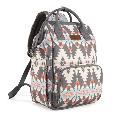 Image of Montana West Wrangler Callie Diaper Bag Backpack with Stroller Straps Southwestern Multifunction Baby Travel Bag WG2210-9110GY