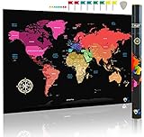 Mapa Mundi para Rascar Grande 841 * 594mm, Mapamundi Super DECORATIVO (de City Travel), Rasca Países Visitados del Mundo, Regalo Original para Viajeros-Exploradores-Coleccionistas, Incluye Accesorios