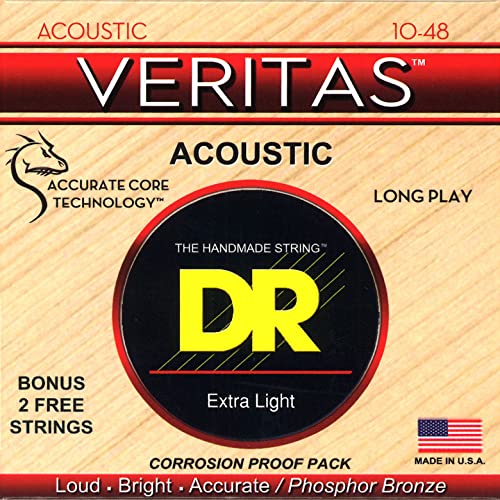 DR String VTA-10 Veritas Jeu de cordes pour guitare acoustique - Les Beatles, Paul McCartney, John Lennon, RIngo Starr, George Harrison DR String VTA-10 Veritas Jeu de cordes pour guitare acoustique