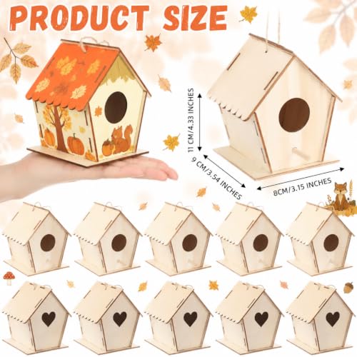 DoubleFill 100 Pack 4.33'' Fall Wooden Birdhouse DIY Craft Kit for Kids - image 2