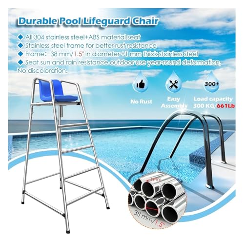 Silla alta de salvavidas para piscina de acero inoxidable miniatura 3