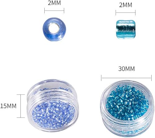 Miniatura 3 de LONGWIN Cuentas de cristal multicolor de 11/0 0.079 pulgadas (0.079 in) aproximadamente 9600 cuentas de cristal en 12 colores, suministros de