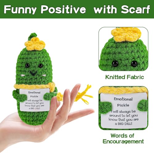 Image of Hoedia Crochet Pickle Dolls Friend Birthday Valentines Gifts for Her Women Wife Girlfriend Sister from Husband Men, Cute Funny Gifts for Coworkers Student Teacher Roommates (Pickle with Scarf)