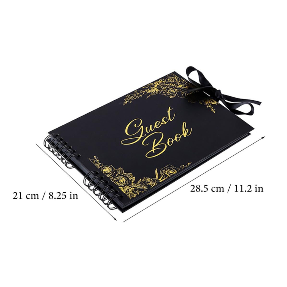 Libro de Invitados de Boda Horizontal DIY Estampado Dorado