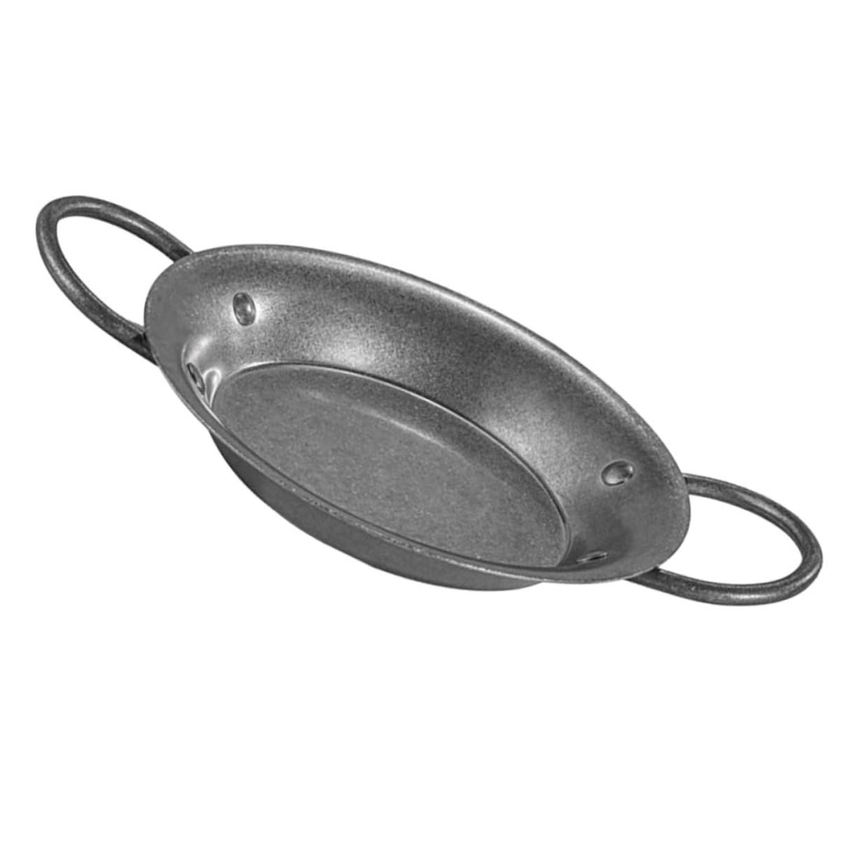 KICHOUSE Retro Style Double Handle Stainless Steel Paella Pan for Seafood Pasta and Fried Chicken Thickened Cooking Pot for Home Use Elegant Kitchen Accessory