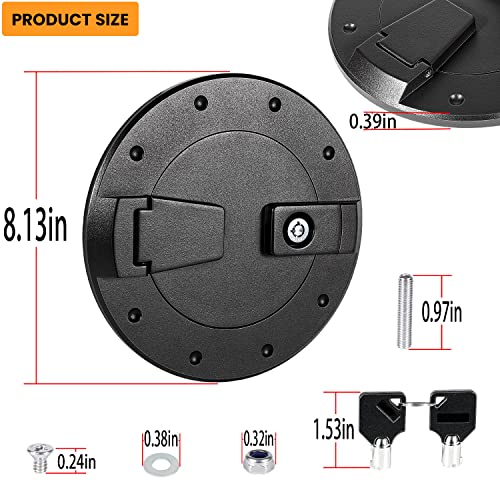 Sunluway Black Fuel Door Locking Billet Aluminum Gas Tank Cap Cover Fit For Hummer H2 2003-2009 #TOP1