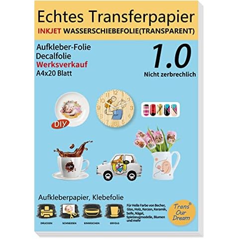 TransOurDream ECHTE Inkjet Wasserschiebefolie für Tintenstrahldrucker Cover