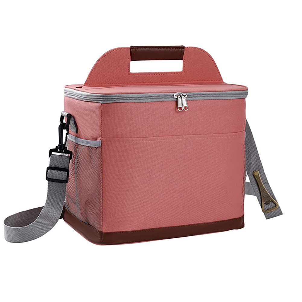 Uposao Bolsa isotérmica para el almuerzo, 16 L, portátil, impermeable, para almuerzo, pícnic, con correa para el hombro, doble compartimento para trabajo, escuela, viajes, oficina, color rosa
