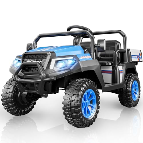 R8 Apex 24V Ride on Toys for Big Kids, 4WD Ride on Car w/Remote Control, Max 132 lb, 2-Seater Electric UTV Car, Pickup Trunk Bed, Extra Shovel, Battery Indication, Music, Wireless, LED Lights