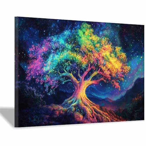 Arbre voie lactée peinture verte grand format 70x100cm