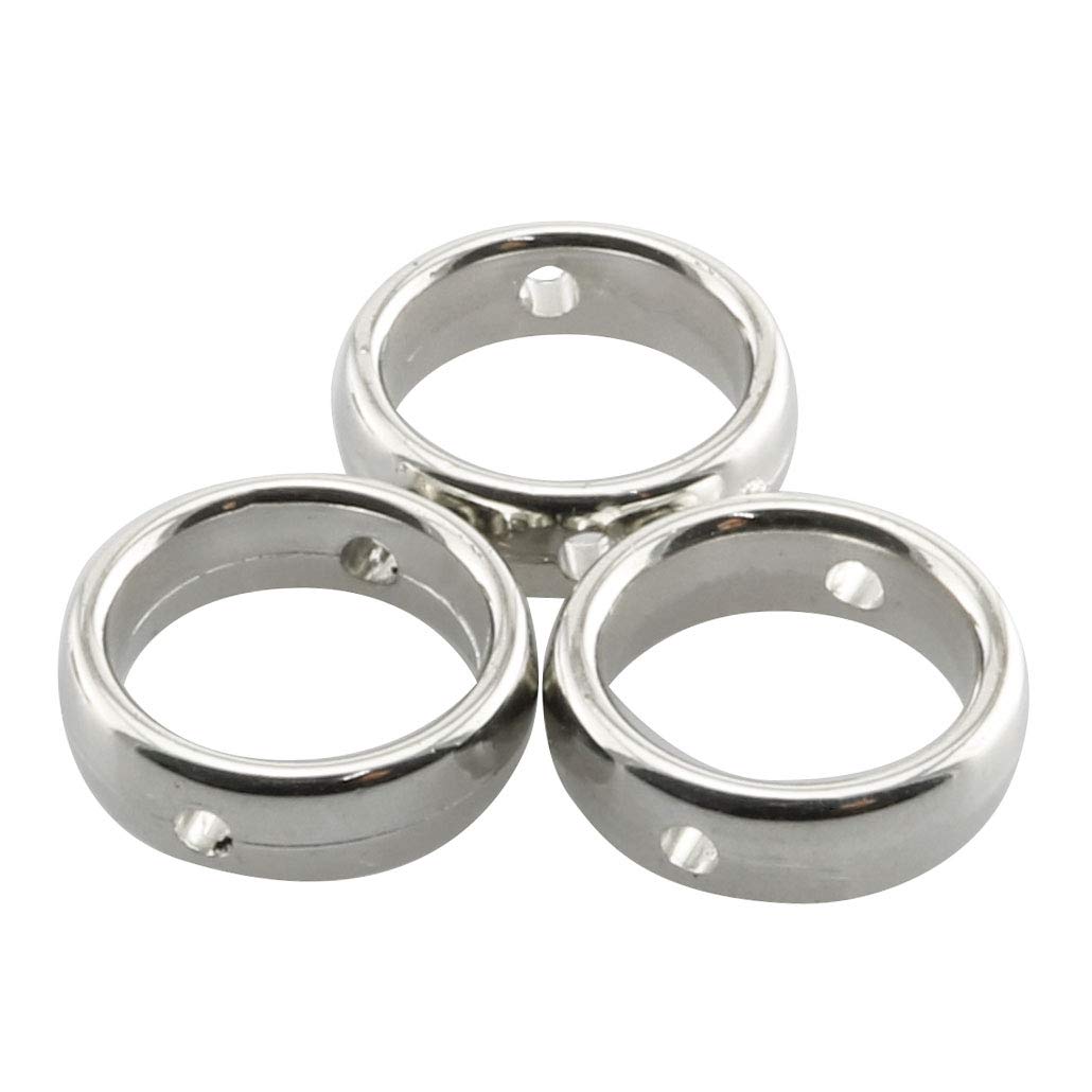 JCBIZ 50pcs 6mm Inner Diameter Double Hole Ring Silver Tone Round Bead Frames Fit for Jewelry Making, Beading and Craft Projects