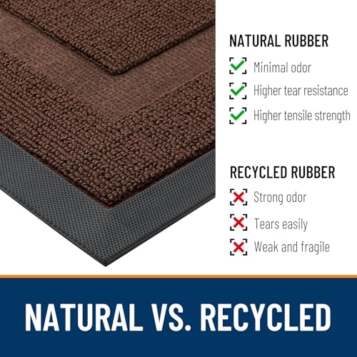 Image of OLANLY Half Circle Door Mat Indoor Outdoor Entrance Welcome, Waterproof All-Season, All-Weather Doormat, Sturdy Natural Rubber, Easy Clean Patio Porch Entryway Mat, 71x23, Chocolate Brown