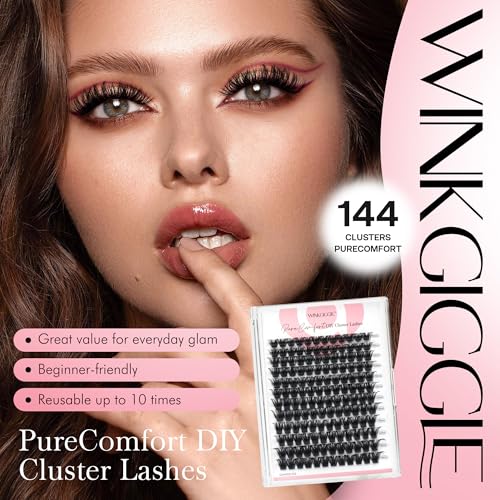 Image of Lash Clusters Volume Wispy Eyelash Clusters, 10-16mm D Curl Natural Lashes Clusters, DIY Individual Lash Extensions with Soft Ultra-thin Band, 144pcs (M02)