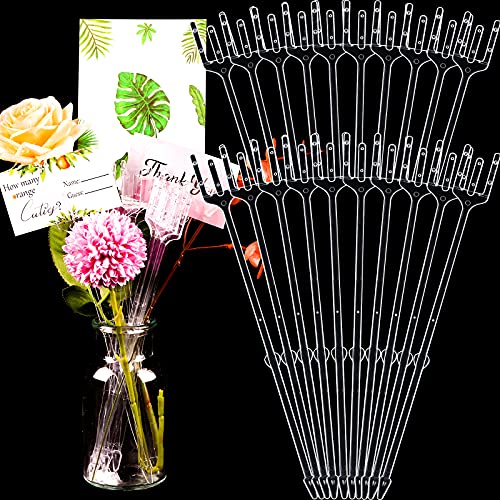 20 Pieces Floral Picks Clear Plastic Pick Holder 9.4 Inch Straight Head Card Holder Transparent Flower Picks Card Photo Holder Pick For Party Wedding Home Festivals Cake Decoration Supplies #TOP17