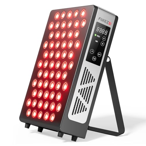 FliKEZE Panel de Luz Roja (Versión Básica), 60 LEDs de Luz Roja, Lámpara Infrarroja de 850 nm y 660 nm con Temporizador, Adecuada para Familia, Deportes y como Regalo