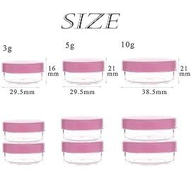 ZEJIA 10 Gram Sample Containers, 20 Count Cosmetic Containers with Lids, Refillable Empty Sample Jars, Small Plastic Containers with Lids (Pink)