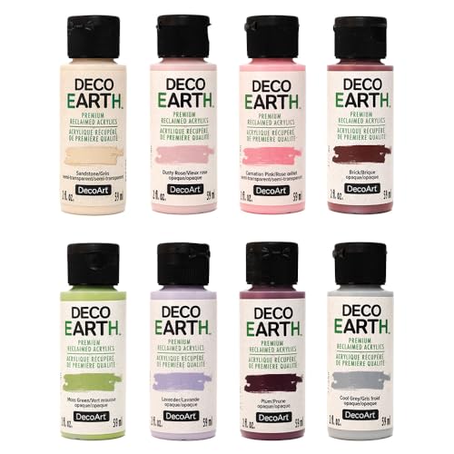DecoArt Juego de 8 pinturas acrílicas 'Wildflower Meadows' recicladas de alta calidad (56.7 g.) respetuosas con el medio ambiente, hechas de pintura reciclada para el hogar