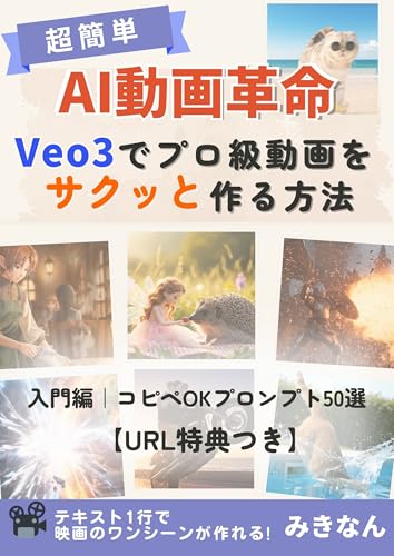 【超簡単】AI動画革命！Veo3でプロ級動画をサクッと作る方法: 入門編コピペOKプロンプト50選【URL特典つき】 AI動画マジックのサムネイル