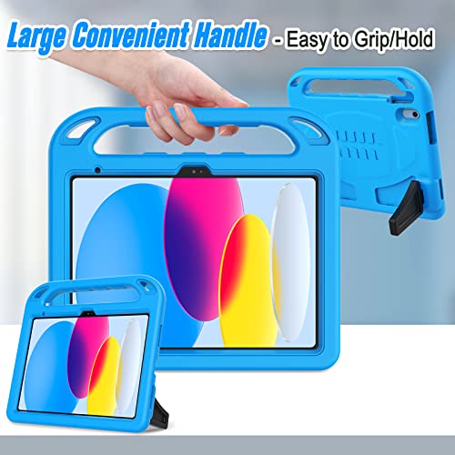 Ltrop Kids Case For Ipad 10Th Generation 10.9 Inch, Ipad 10Th Gen Case 2022, Ipad 10Th Case [Built-In Screen Protector] Child-Proof Handle Stand Cover Case For Ipad 10.9 For Toddler Boy Girl, Blue #TOP4