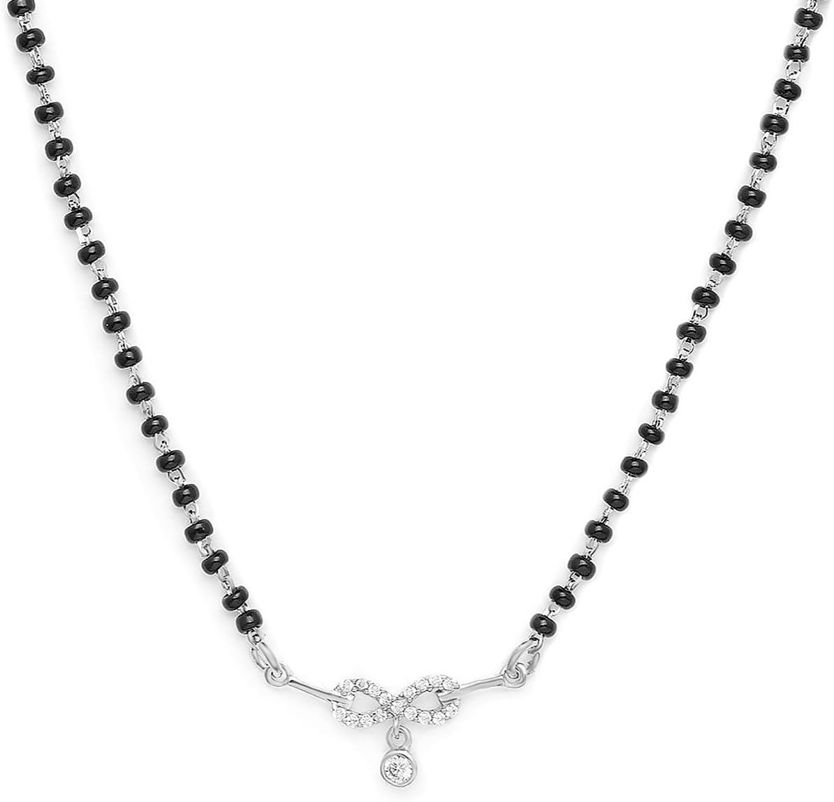 Sponsored Ad - 925 Sterling Silver Infinity Cubic Zirconia Circular Drop Rhodium Plated Mangalsutra | Gift for Women | With Certificate of Authenticity and 925 Hallmark