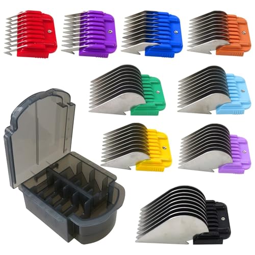 Hair Clipper Guide Combs 3/6/10/13/16/19/22/25/32mm 9 Color Replacement Suitable for Oster’s,Wahl’s and Andis’ most of Detachable-style Clippers (ONLY Snap on Size #10/15/30)