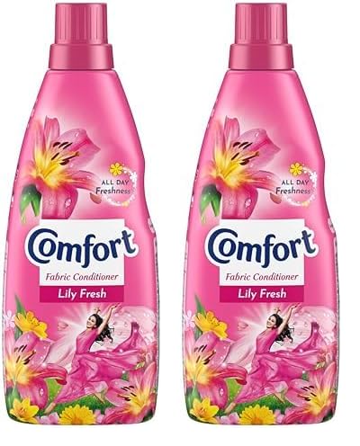 Image of Comfort After Wash Fabric Conditioner Lily Fresh variant for all day freshness and lasting fragrance, 860 ml (Pack of 2)