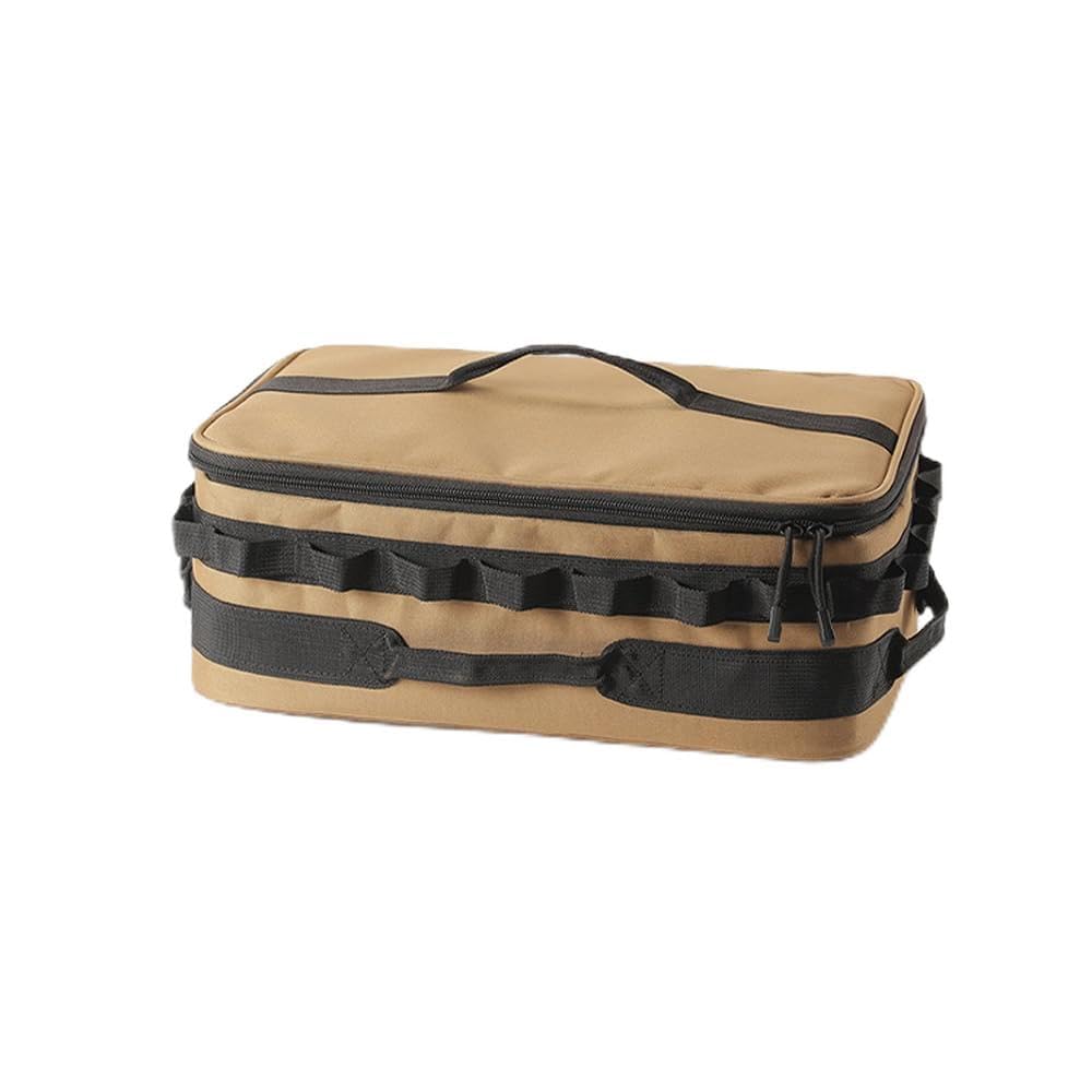 Fyearfly Bolsa de almacenamiento de utensilios de cocina al aire libre de gran capacidad, organizador portátil de picnic para barbacoa, paño Oxford multifuncional para condimentos de camping