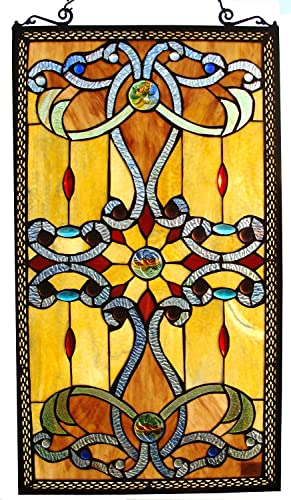 Fine Art Lighting Zp173N 276 Glass Cuts Tiffany Window Panel, 15 X 26, Multi Color #TOP3