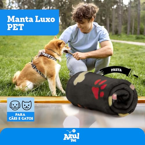 Cobertor Ultrasoft para Cachorro, 80 cm x 90 cm, Preto com Estampa