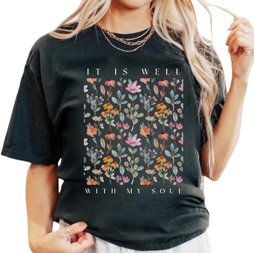 Christian Shirts for Women Vintage Bible Verse Boho Wildflowers Shirts Floral Graphic Tees