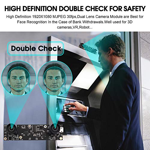 G Doppelobjektiv USB Kameramodul 1080p 30fps Webcam Board Modul,2MP Dual Objektiv USB mit Kamera,2Megapixel FHD 1/3\ AR0330 Webkamera 100Grad Web Cam Windows Android Mac Linux Raspberry Pi Web Kamera