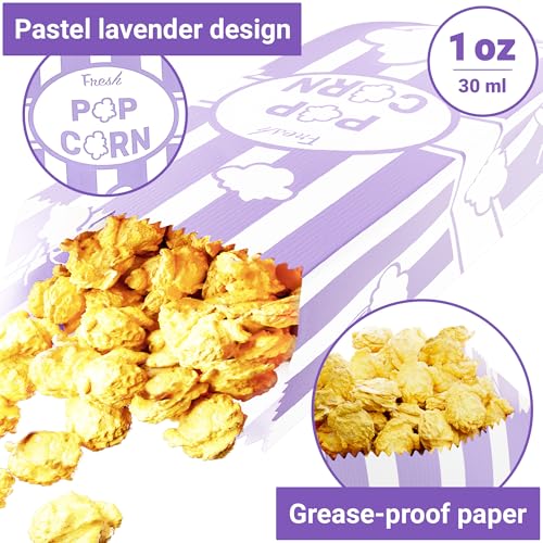 Image of CUSINIUM 1oz Lavender Paper Popcorn Bags (100-pack) - Carnival Theme - Customizable
