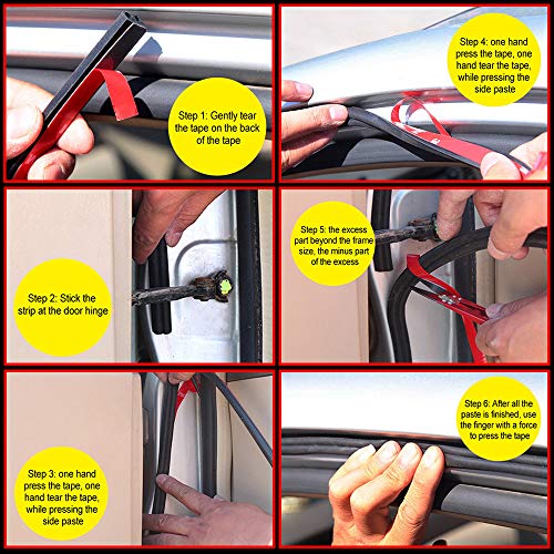 CANOPUS Car Door Seal Strip, 32 Feet, Rubber Seal Self Adhesive Weather Stripping, B Shape, Pack of 2