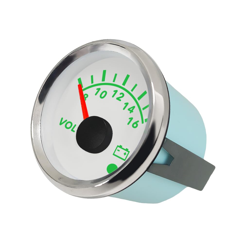 ELING Voltmètre 52mm 8-16V avec rétroéclairage 8 couleurs avec alarme pour voiture bateau yacht camion
