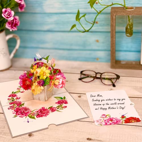 Pop Up Mothers Day Card By 22Craft Dragonfly Peony Flowers Mothers Day Pop Up Card 6"X 8" - Happy Mother's Day Pop Up 3D Cute Love Greeting Cards For Mom, Wife, Grandma, Her, Daughter, Birthday #TOP5