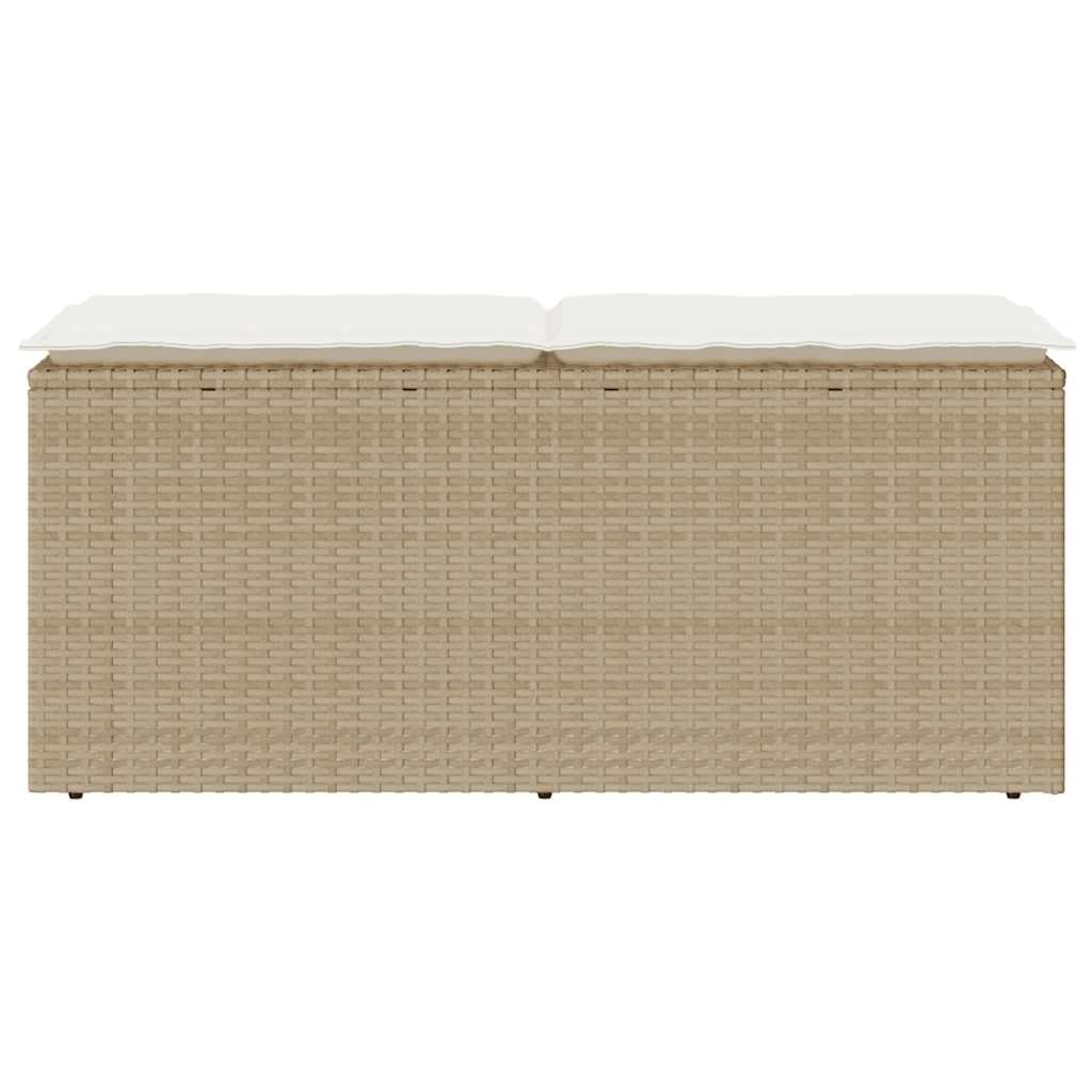 LAPOOH Banco de jardín con cojín ratán sintético Beige 110x40x44 cm, Banco Exterior, Banco Terraza, Banco De Jardin Exterior, Muebles De Exterior Jardin - 4104149