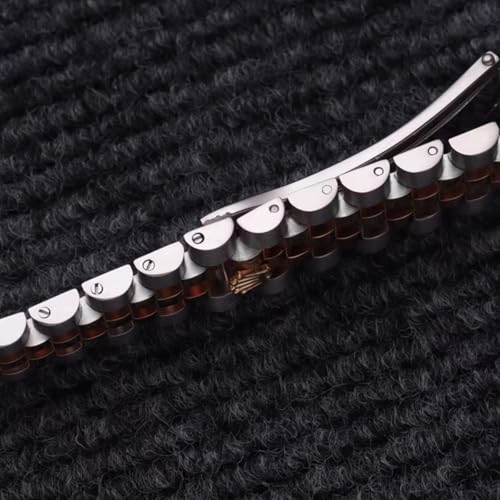 ROUREOX Bracelet Montre Métal 13mm 17mm 20mm 21mm Embouts Incurvés, Bracelet Acier Inoxydable Fermoir Invisible pour Rolex Oyster Perpetual Datejust-Argent et Or 17mm – vue 9