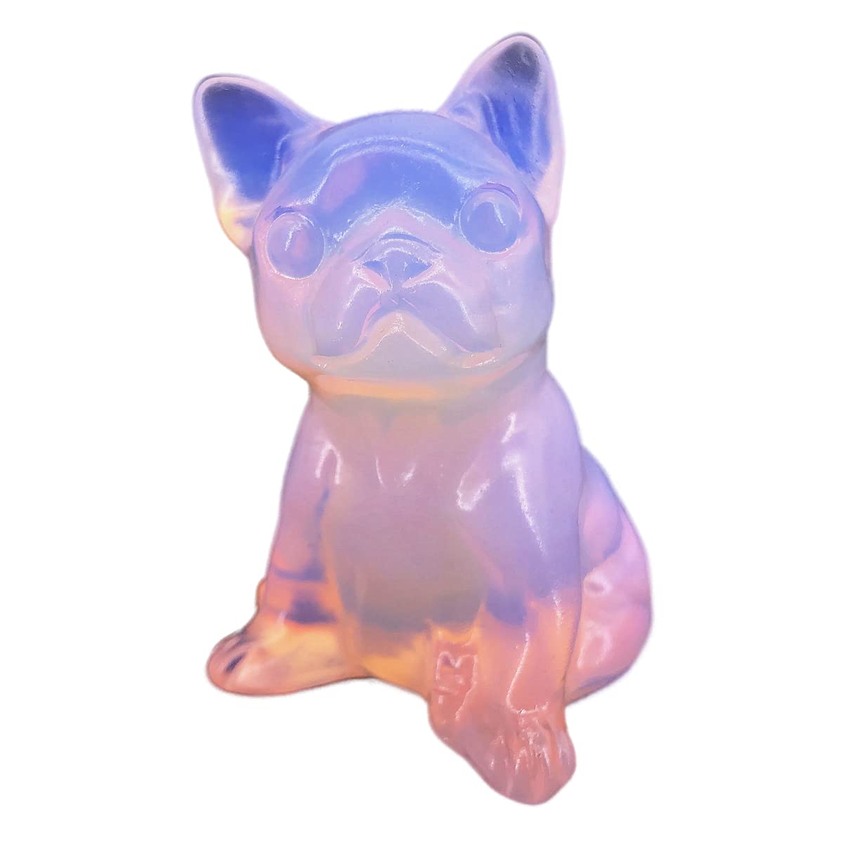 Anlingem 2" Healing Crystal French Bulldog Figurine Carving Hand Dog Statues Pet Collectible Gift (Pink Opalite)