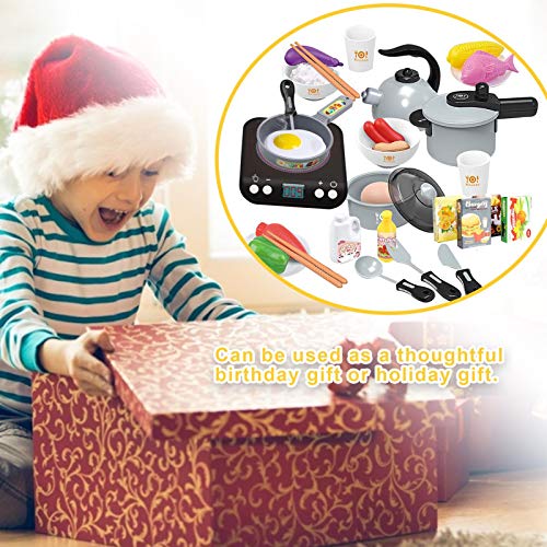 youyiC 29PCS Spielkuche,Küchenspielzeug Für Kinder Spielen Sie Küche Essen Spielzeug Set Kinder Schneiden Markt Kochen… – Bild 8