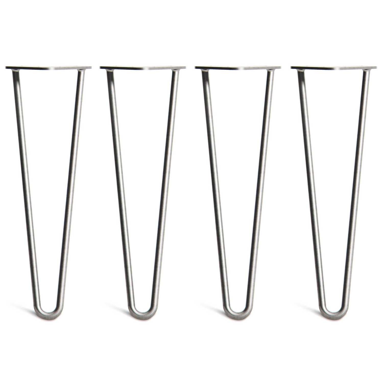 [HLC] 4 x Heavy Duty Hairpin Table Legs – Superior Double Weld Steel Construction with Free Screws, Build Guide & Protector Feet, Worth £8 Included! – 12mm Steel [16"/40cm, 2 Rod, Raw Steel] — image 1