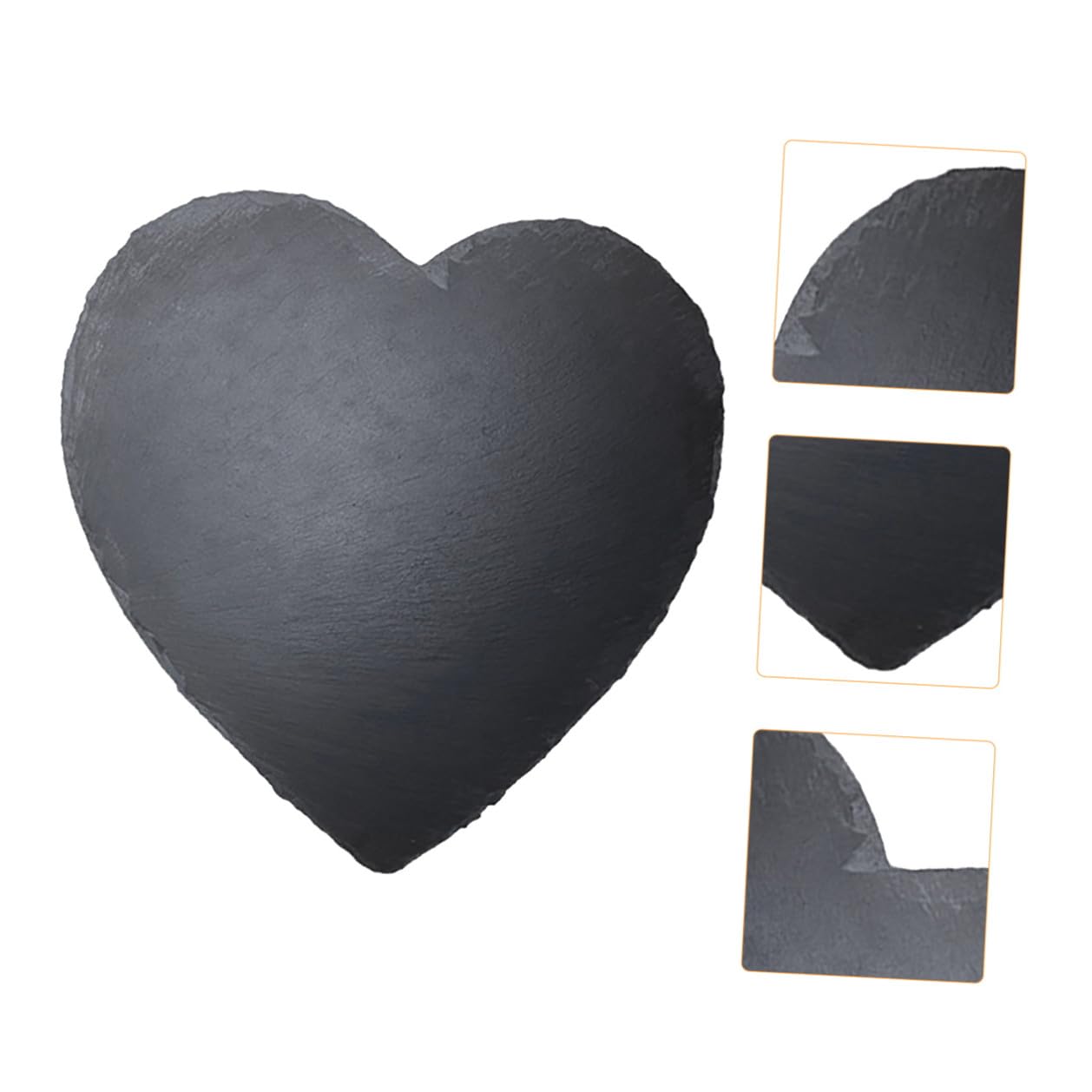 Homoyoyo Bandeja de Piedra Forma de Corazón 25x25 Cm Negra, Tabla para Servir Quesos y Carnes, Material Resistente, Uso en Fiestas y Ocasiones Obsequios