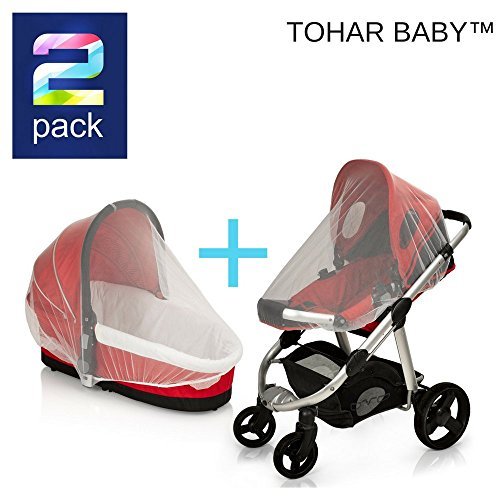 Image of Premium 2 Pack Baby Mosquito NET for Strollers, Carriers, Car Seats Cover,Cradles, beds. Fits Most PacknPlays, Cribs, Bassinets & Playpens,Portable & Durable,Insect mesh Netting (White)