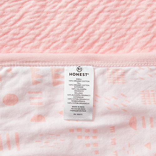Image of HonestBaby Matelasse Reversible Receiving Blanket 100% Organic Cotton for Baby Boys, Girls, Pattern Play White /Pink, One Size