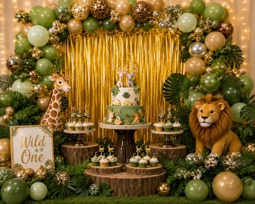 Image of The Party Co Pro golden Foil Curtain for Decoration - 2 Pcs (3ftx6ft) Curtain for Birthday Decoration | Fringe Curtains for Decoration | golden Foil Curtains for Birthday Decoration