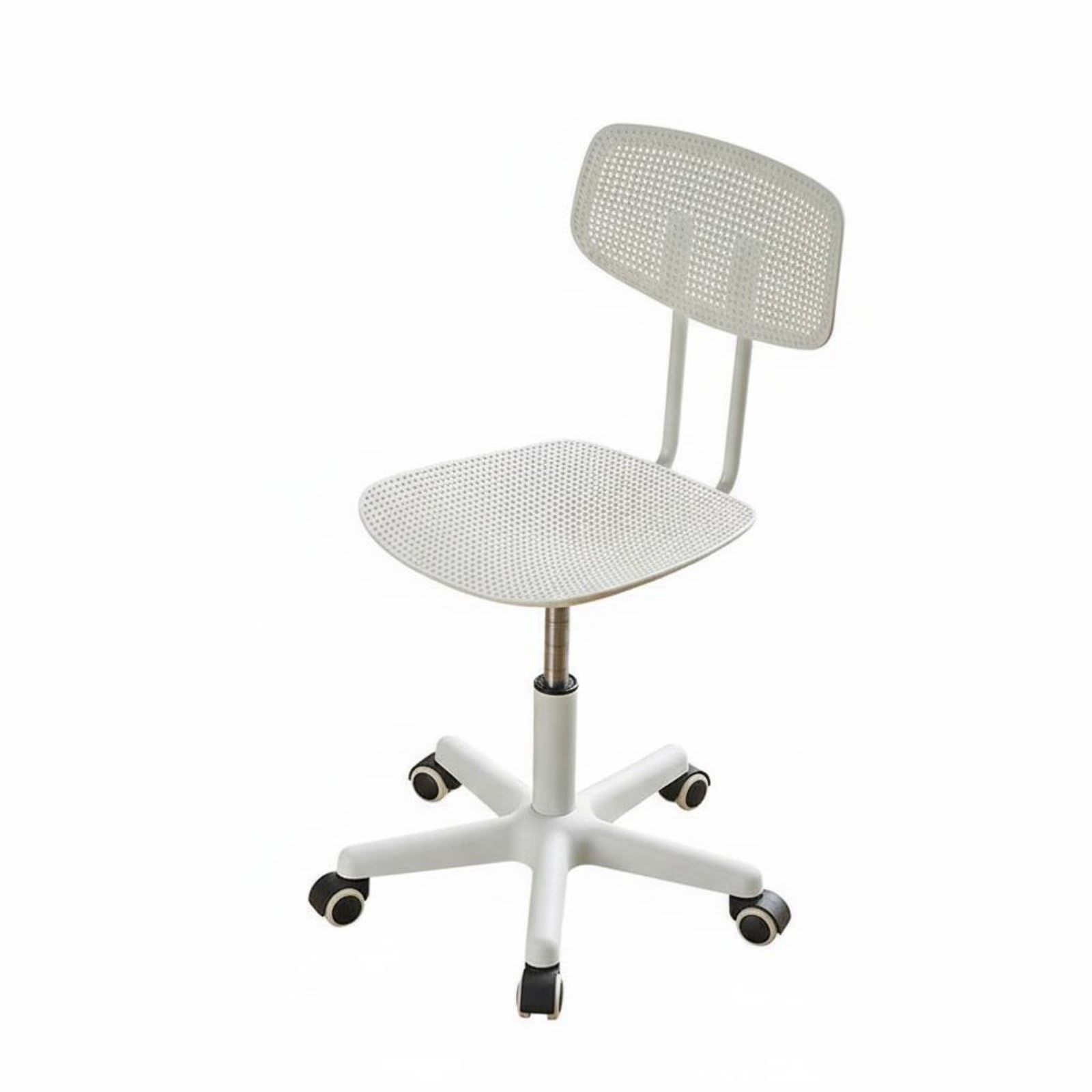 Swivel Desk Seat Sedia da Scrivania Girevole Sedia per Computer Sedia Ufficio Sedia Studio con Schienale Ventilato Seduta Aperta Altezza Regolabile, Bianco