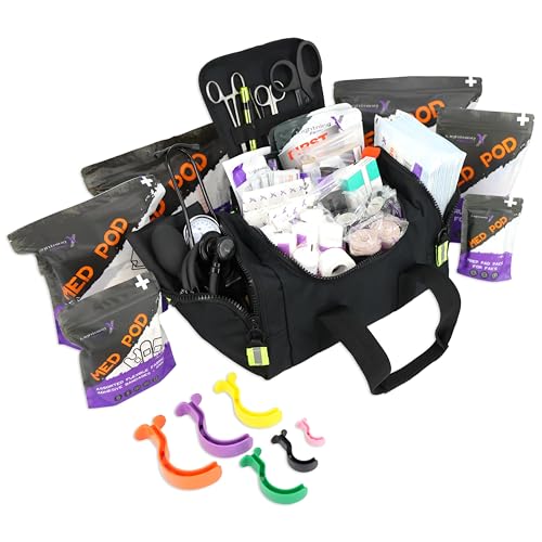 Lightning X Value Compact Medic First Responder EMS/EMT Stocked Trauma Bag w/Standard Fill Kit B - BLACK