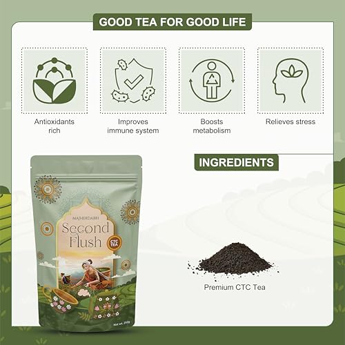 Image of DABRI Majherdabri Second Flush CTC Tea 250gm | Bold & Malty Black Tea with Rich Aroma | Premium Summer Harvest | Srong Patti Chai Blend for Daily Energy | Rich with Antioxidants